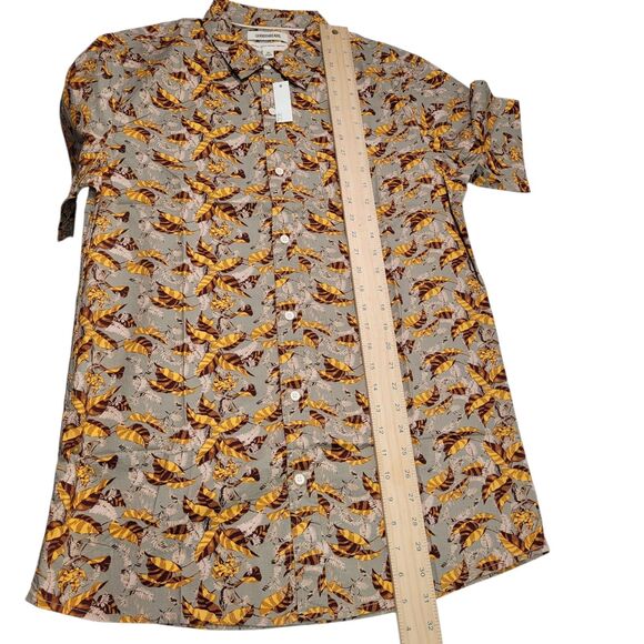 Goodthreads Men’s Standard Shirt Brown Shirt Autumn Leaves Pattern Button-Up MT - Picture 12 of 12
